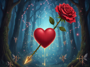 Cœur transpercé d'une rose de séduction